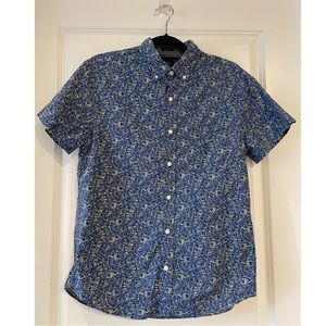 J. Crew Men’s Blue/Green Floral Casual Short-sleeved Button Down